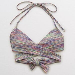 Aerie Space Dye Wrap Halter Swim Top